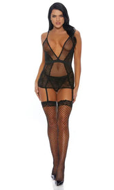 Black Fishnet Intimate Chemise Areous